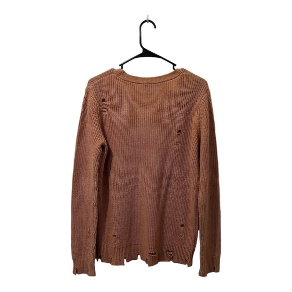 Distressed Ambiance Apparel Mauve Crocheted Long Sleeve Sweater Size M NWOT - Picture 2 of 8